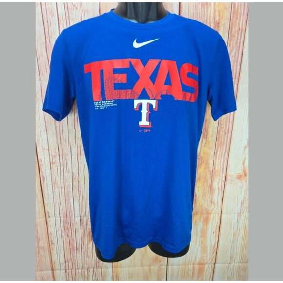 Texas Rangers Nike Dri-Fit Mens Blue TShirt Small - Picture 1 of 8